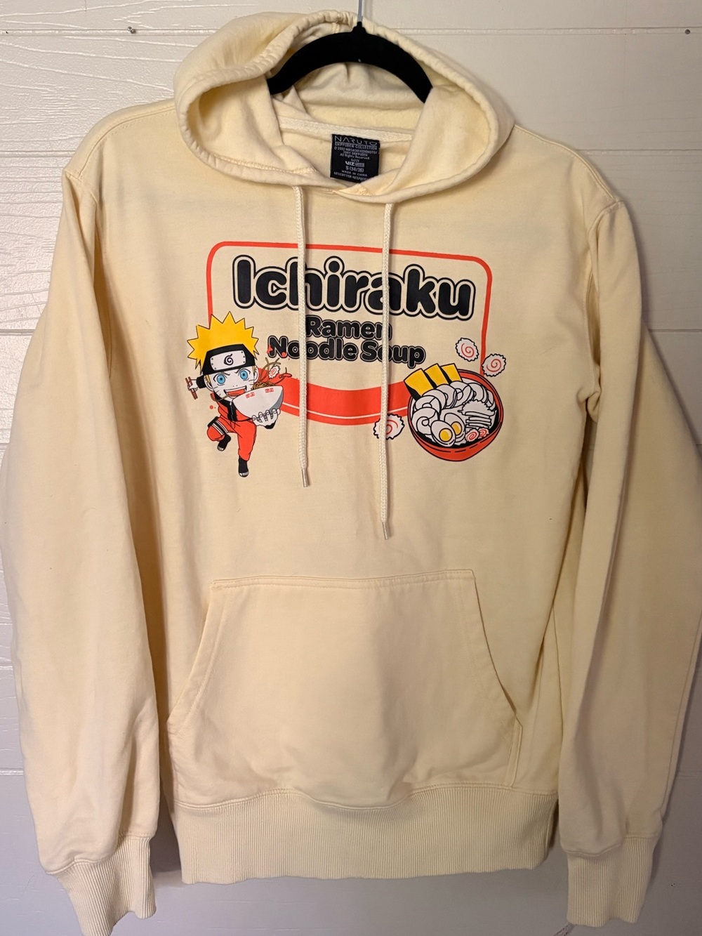 Ichiraku Ramen Noodle Soup Graphic Oversized Hoodie - Pale Yellow Cream S 34/36